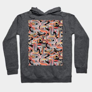 Geo Cats Maze in Sunset Colors plus Grey Hoodie